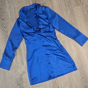 Sleek Blue Satin Dress